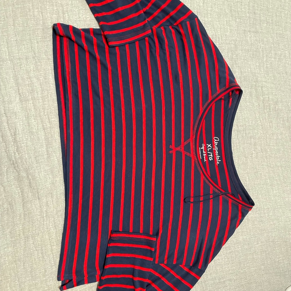 Striped long sleeve boxy crop top